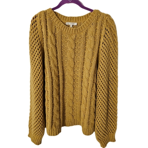 LoveShackFancy Mustard Cable Knit Sweater - Picture 7 of 11